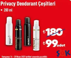 PRİVACY DEODORANT ÇEŞİTLERİ 200 ML